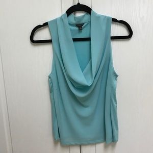 Sleeveless cowl neck top in aqua